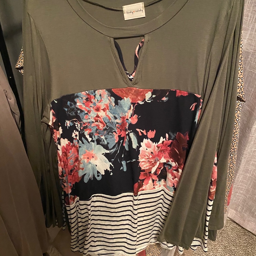 Mixed media tunic top